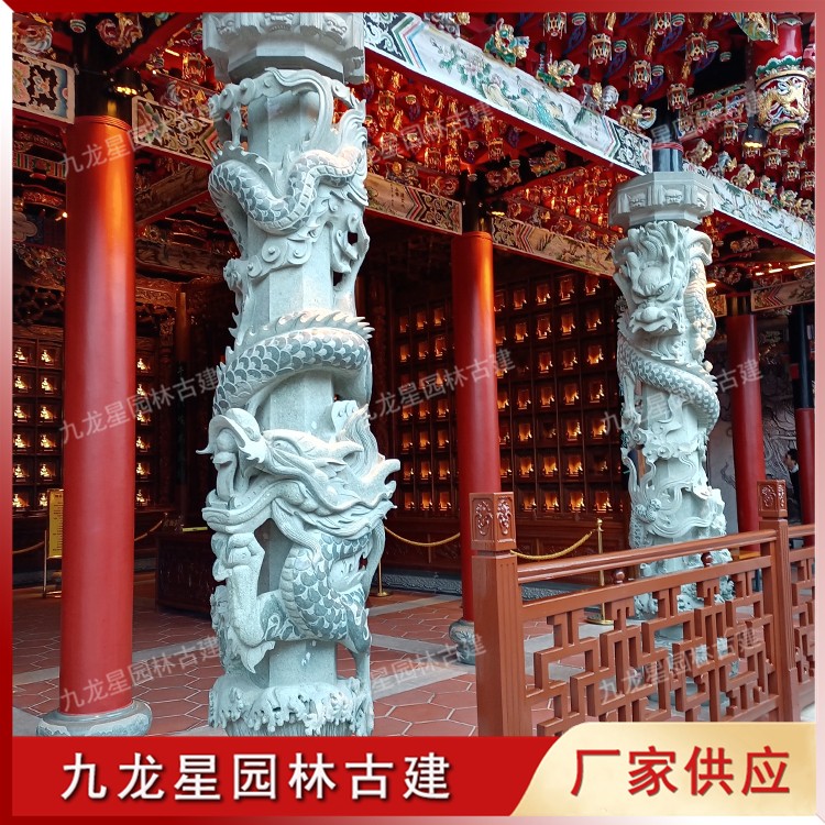 寺廟門(mén)前石雕龍柱圖片