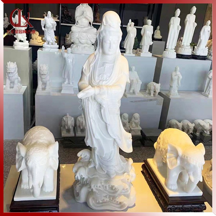 漢白玉石雕滴水觀(guān)音像圖片